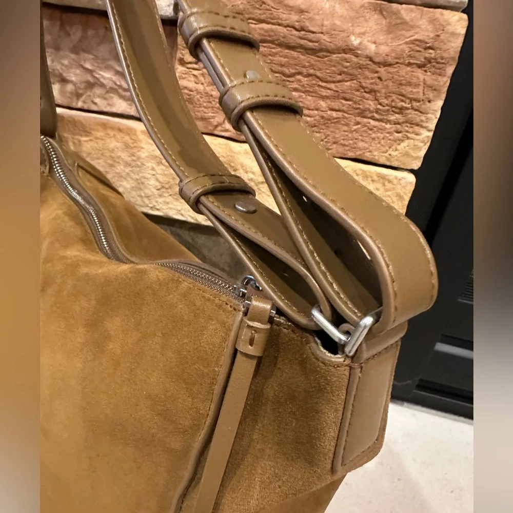 All Saints Kita Suede Messenger Crossbody Bag In Conker Brown